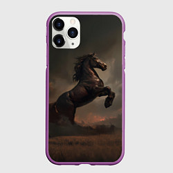 Чехол iPhone 11 Pro матовый Лошадь встает на дыбы, цвет: 3D-фиолетовый