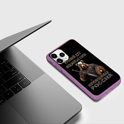 Чехол iPhone 11 Pro матовый Русский дух медвежья сила, цвет: 3D-фиолетовый — фото 2