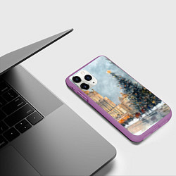 Чехол iPhone 11 Pro матовый Новогодняя Москва, цвет: 3D-фиолетовый — фото 2