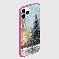 Чехол iPhone 11 Pro матовый Новогодняя Москва, цвет: 3D-фиолетовый — фото 2
