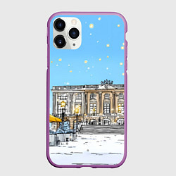 Чехол iPhone 11 Pro матовый Новогодний день в Москве, цвет: 3D-фиолетовый