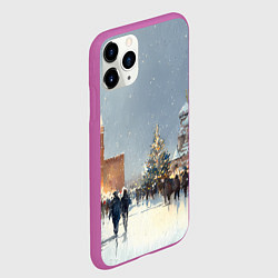 Чехол iPhone 11 Pro матовый Москва - новый год, цвет: 3D-фиолетовый — фото 2