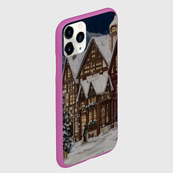Чехол iPhone 11 Pro матовый Новогодние дома, цвет: 3D-фиолетовый — фото 2