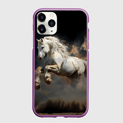 Чехол iPhone 11 Pro матовый Белая лошадь из бури, цвет: 3D-фиолетовый