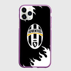 Чехол iPhone 11 Pro матовый Juventus белый огонь текстура, цвет: 3D-фиолетовый