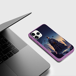 Чехол iPhone 11 Pro матовый Новогодний Бэтмен, цвет: 3D-фиолетовый — фото 2