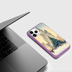 Чехол iPhone 11 Pro матовый Москва новогодняя елка, цвет: 3D-фиолетовый — фото 2