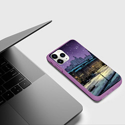 Чехол iPhone 11 Pro матовый Ночь в новогодней Москве, цвет: 3D-фиолетовый — фото 2