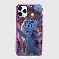 Чехол iPhone 11 Pro матовый Лошадка наслаждается новым годом