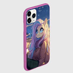 Чехол iPhone 11 Pro матовый Аниме - лошадка в новогодней атмосфере, цвет: 3D-фиолетовый — фото 2