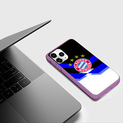 Чехол iPhone 11 Pro матовый Бавария Мюнхен полосы спорт, цвет: 3D-фиолетовый — фото 2
