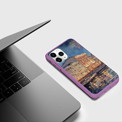 Чехол iPhone 11 Pro матовый Новогодний салют в Питере, цвет: 3D-фиолетовый — фото 2