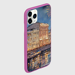 Чехол iPhone 11 Pro матовый Новогодний салют в Питере, цвет: 3D-фиолетовый — фото 2