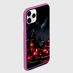 Чехол iPhone 11 Pro матовый Новогодняя ночь и красные гирлянды, цвет: 3D-фиолетовый — фото 2