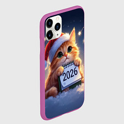 Чехол iPhone 11 Pro матовый Кот который ждет новый год, цвет: 3D-фиолетовый — фото 2