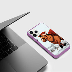Чехол iPhone 11 Pro матовый Лошадка везет новогодние подарки, цвет: 3D-фиолетовый — фото 2