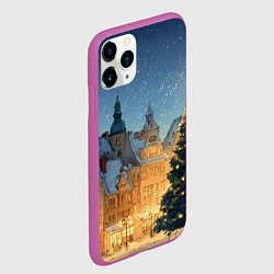 Чехол iPhone 11 Pro матовый Новый год в старом городе, цвет: 3D-фиолетовый — фото 2