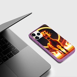 Чехол iPhone 11 Pro матовый Огненная лошадь в кольце, цвет: 3D-фиолетовый — фото 2