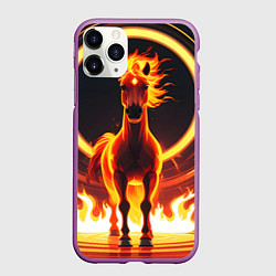 Чехол iPhone 11 Pro матовый Огненная лошадь в кольце, цвет: 3D-фиолетовый