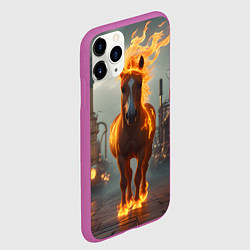 Чехол iPhone 11 Pro матовый Стимпанк и огненная лошадь, цвет: 3D-фиолетовый — фото 2