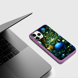 Чехол iPhone 11 Pro матовый Новогодние шарики на елке, цвет: 3D-фиолетовый — фото 2