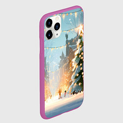 Чехол iPhone 11 Pro матовый Новогодняя елочка, цвет: 3D-фиолетовый — фото 2