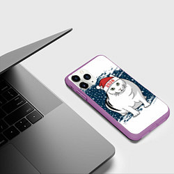 Чехол iPhone 11 Pro матовый Кот Бендер - 2026, цвет: 3D-фиолетовый — фото 2