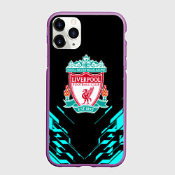 Чехол iPhone 11 Pro матовый Ливерпуль неон геометрия, цвет: 3D-фиолетовый