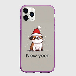 Чехол iPhone 11 Pro матовый New year - милая собачка