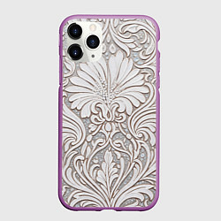 Чехол iPhone 11 Pro матовый Вензельные цветы, цвет: 3D-фиолетовый