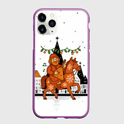 Чехол iPhone 11 Pro матовый Новогодняя сказочная лошадка, цвет: 3D-фиолетовый