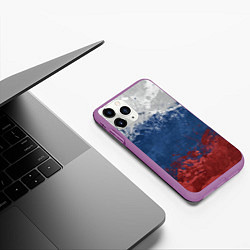 Чехол iPhone 11 Pro матовый Флаг России, цвет: 3D-фиолетовый — фото 2