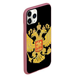 Чехол iPhone 11 Pro матовый Герб России: золото, цвет: 3D-малиновый — фото 2