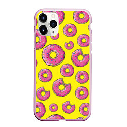 Чехол iPhone 11 Pro матовый Пончики Гомера, цвет: 3D-розовый