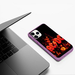 Чехол iPhone 11 Pro матовый AC/DC Flame, цвет: 3D-фиолетовый — фото 2