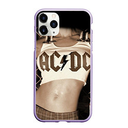 Чехол iPhone 11 Pro матовый AC/DC Girl, цвет: 3D-светло-сиреневый
