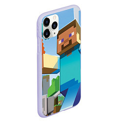 Чехол iPhone 11 Pro матовый Minecraft World, цвет: 3D-светло-сиреневый — фото 2