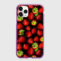 Чехол iPhone 11 Pro матовый Клубничка, цвет: 3D-фиолетовый