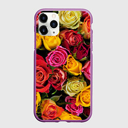 Чехол iPhone 11 Pro матовый Ассорти из роз, цвет: 3D-фиолетовый