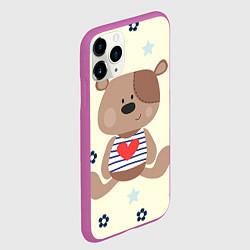 Чехол iPhone 11 Pro матовый Любовь мишки, цвет: 3D-фиолетовый — фото 2