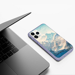 Чехол iPhone 11 Pro матовый Горы, цвет: 3D-светло-сиреневый — фото 2