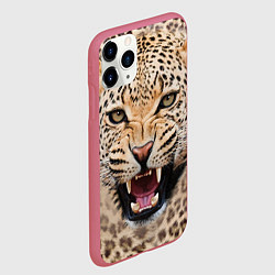 Чехол iPhone 11 Pro матовый Взгляд леопарда, цвет: 3D-малиновый — фото 2