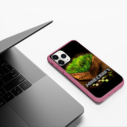 Чехол iPhone 11 Pro матовый Майнкрафт, цвет: 3D-малиновый — фото 2