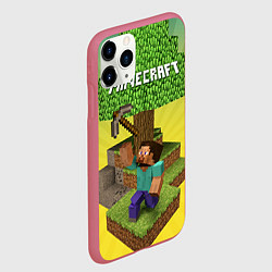 Чехол iPhone 11 Pro матовый Minecraft Tree, цвет: 3D-малиновый — фото 2