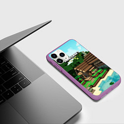 Чехол iPhone 11 Pro матовый Minecraft House, цвет: 3D-фиолетовый — фото 2