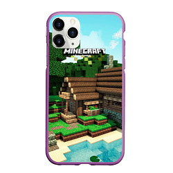 Чехол iPhone 11 Pro матовый Minecraft House, цвет: 3D-фиолетовый