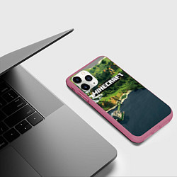 Чехол iPhone 11 Pro матовый Minecraft Location, цвет: 3D-малиновый — фото 2