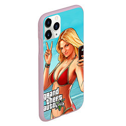 Чехол iPhone 11 Pro матовый GTA 5: Selfie Girl, цвет: 3D-розовый — фото 2