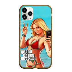 Чехол iPhone 11 Pro матовый GTA 5: Selfie Girl, цвет: 3D-коричневый