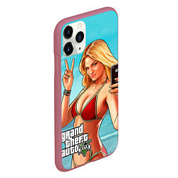 Чехол iPhone 11 Pro матовый GTA 5: Selfie Girl, цвет: 3D-малиновый — фото 2